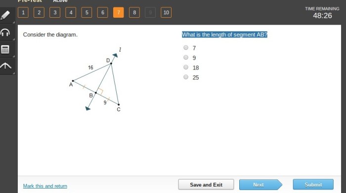 Consider the diagram. what is the length of segment ab